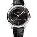 Omega Omega De Ville Prestige 434.13.40.20.01.001  Prestige 43413402001001 механические мужские часы черный циферблат, браслет кожаный — вид спереди