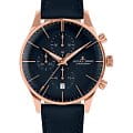 Jacques Lemans Jacques Lemans London 1-2163F  1-2163F кварцевые мужские часы синий циферблат, браслет кожаный — вид спереди