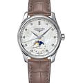 Longines Longines Master Collection L2.409.4.87.4  L24094874 механические женские часы перламутровый циферблат, браслет кожаный — вид спереди