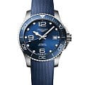 Longines Longines HydroConquest L3.780.4.96.9  L37804969 механические женские часы синий циферблат, браслет каучук — вид спереди
