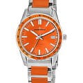 Jacques Lemans Jacques Lemans Liverpool 1-2060L  1-2060L кварцевые мужские часы оранжевый циферблат, браслет нержавеющая сталь 316l + полиуретан — вид спереди